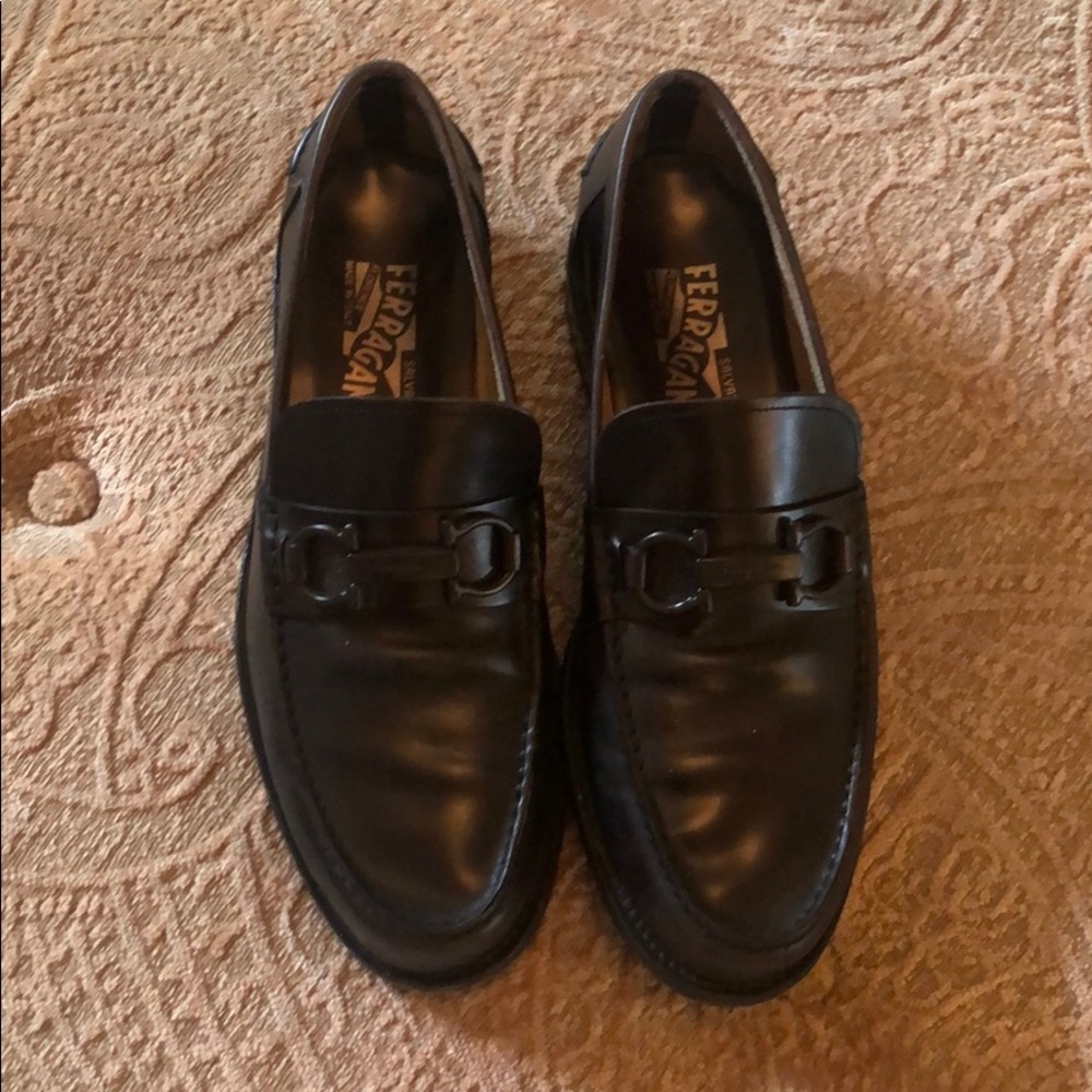 Ferragamo black leather loafers